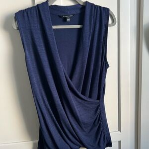 41 Hawthorn‎ Deep Blue Draped Fine Knit Top with Cross Wrap Front